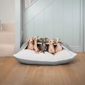 Sleepy Burrows Bed With Removable Cover in Pewter Herringbone by Lords & Labradors