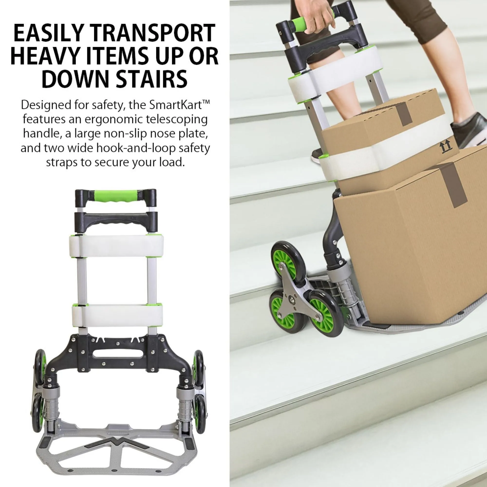SmartKart Stair Climber Cart Tri-Wheel Design Folding Dolly