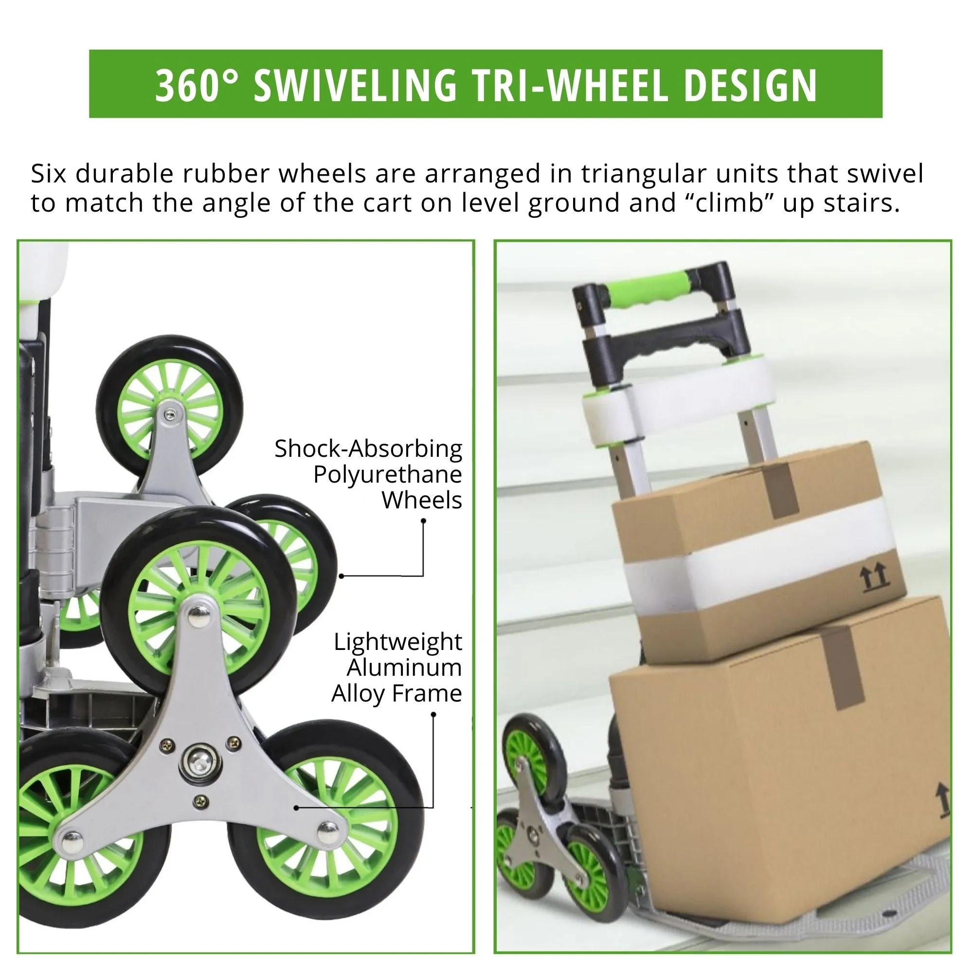 SmartKart Stair Climber Cart Tri-Wheel Design Folding Dolly