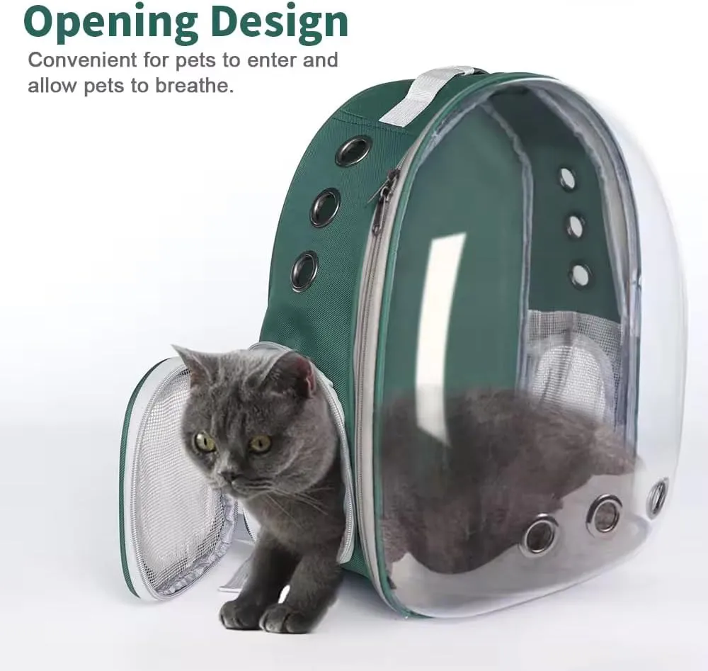 SmartPaw CO Backpack Pet Carriers,Large Space Bubble Pet Backpack for Small Medium Dogs and Cats, Traveler Bubble Backpack Pet Carriers for Cats and Dogs for Hiking, Travel, Airline Approved (Green)