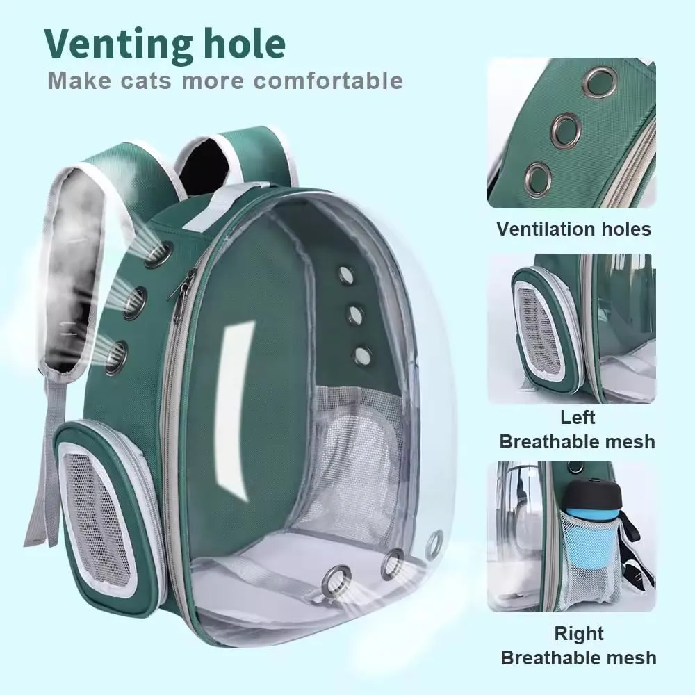 SmartPaw CO Backpack Pet Carriers,Large Space Bubble Pet Backpack for Small Medium Dogs and Cats, Traveler Bubble Backpack Pet Carriers for Cats and Dogs for Hiking, Travel, Airline Approved (Green)