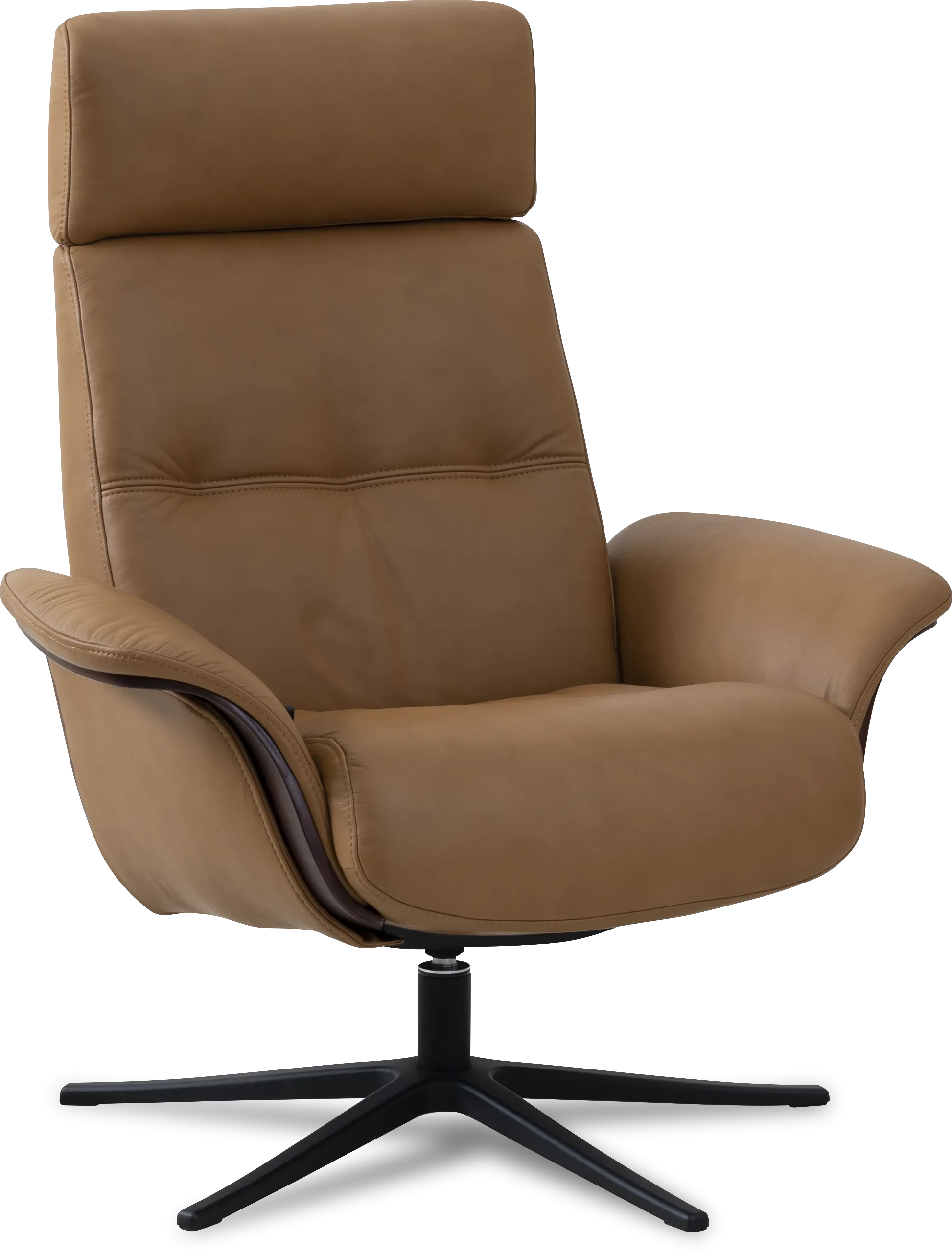 Space 5100 Chair and Ottoman- Tuxedo Leather/Walnut Trim/Classic Polished Base