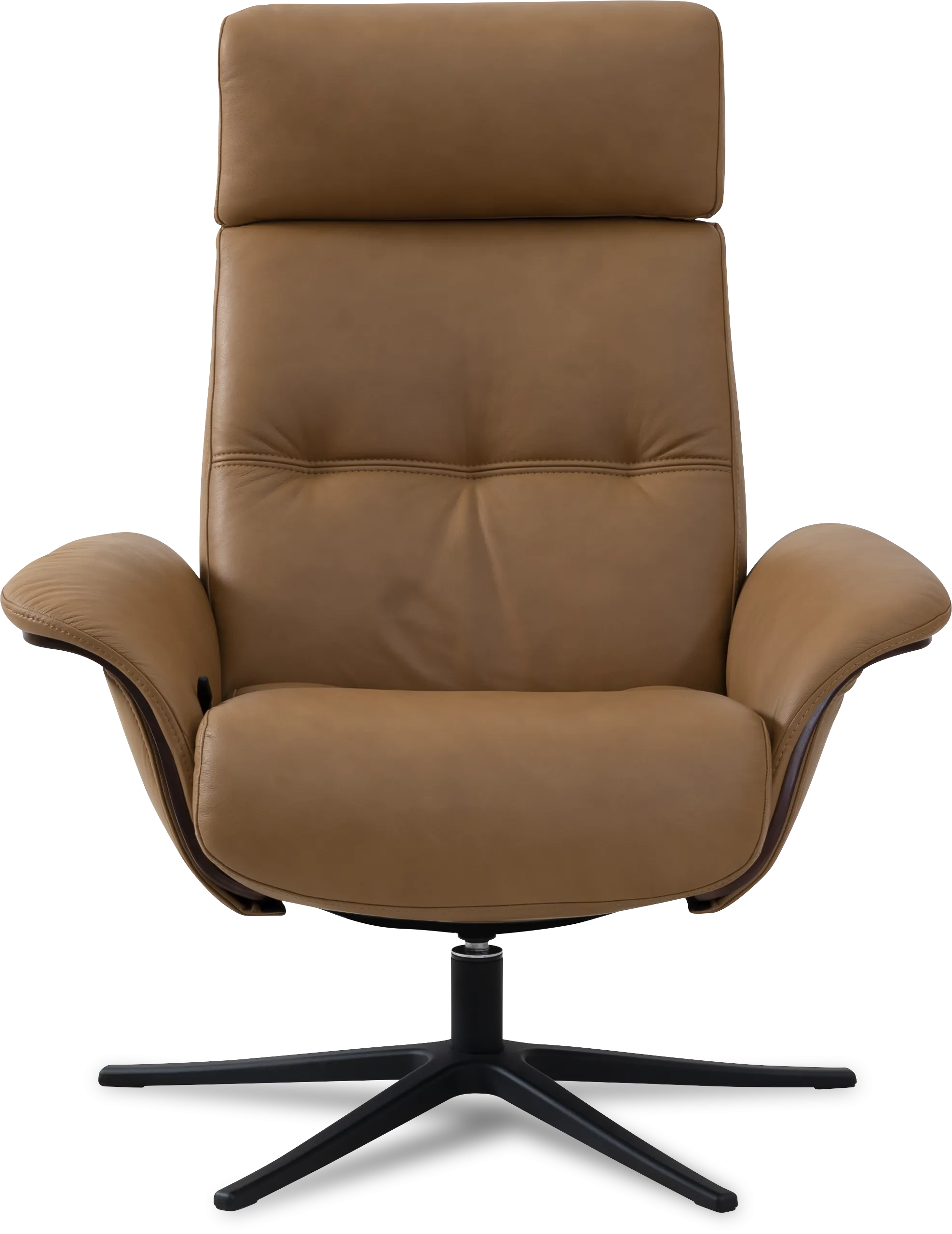 Space 5100 Chair and Ottoman- Tuxedo Leather/Walnut Trim/Classic Polished Base