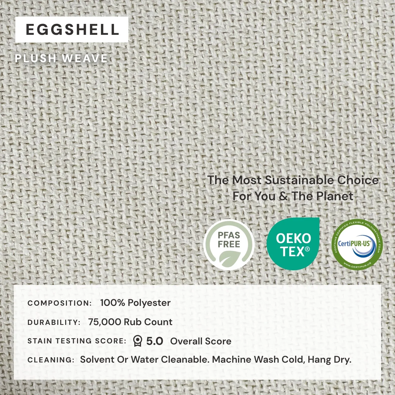 Square Performance Accent Pillow 16 x 16 | Plush Weave in Eggshell
