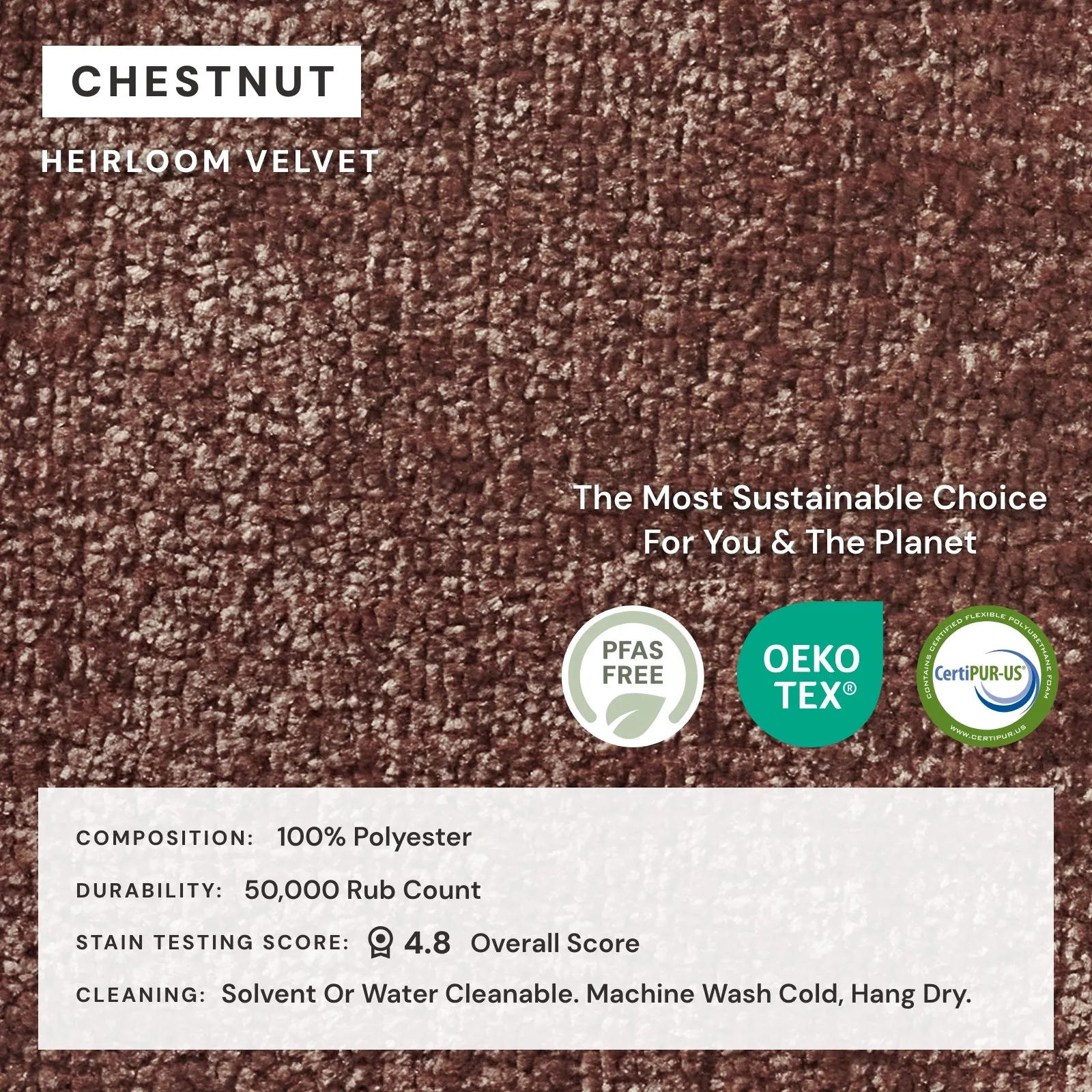 Square Performance Accent Pillow 20 x 20 | Heirloom Velvet in Chestnut