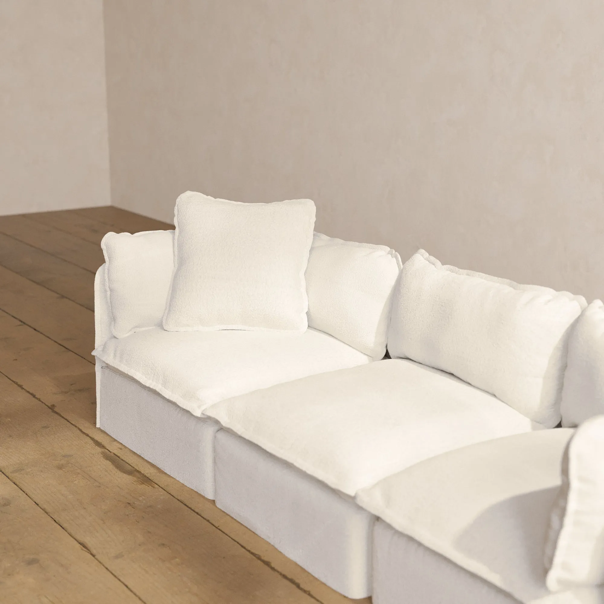 Square Performance Accent Pillow 22 x 22 | Knit Boucle in Mousse