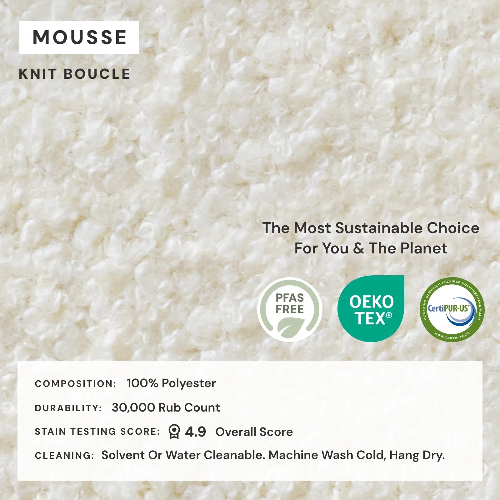 Square Performance Accent Pillow 22 x 22 | Knit Boucle in Mousse