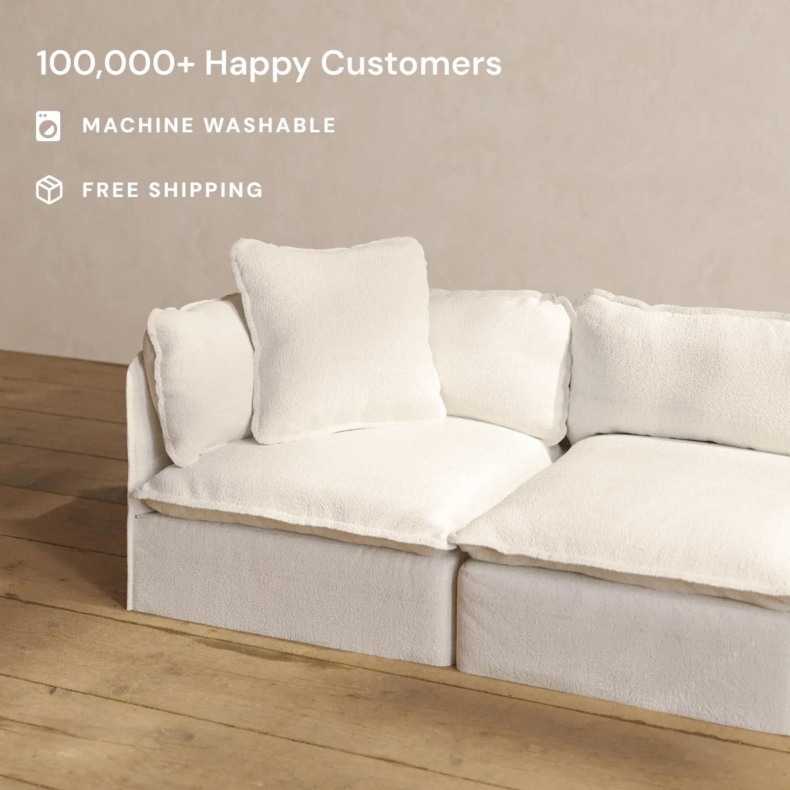 Square Performance Accent Pillow 22 x 22 | Knit Boucle in Mousse