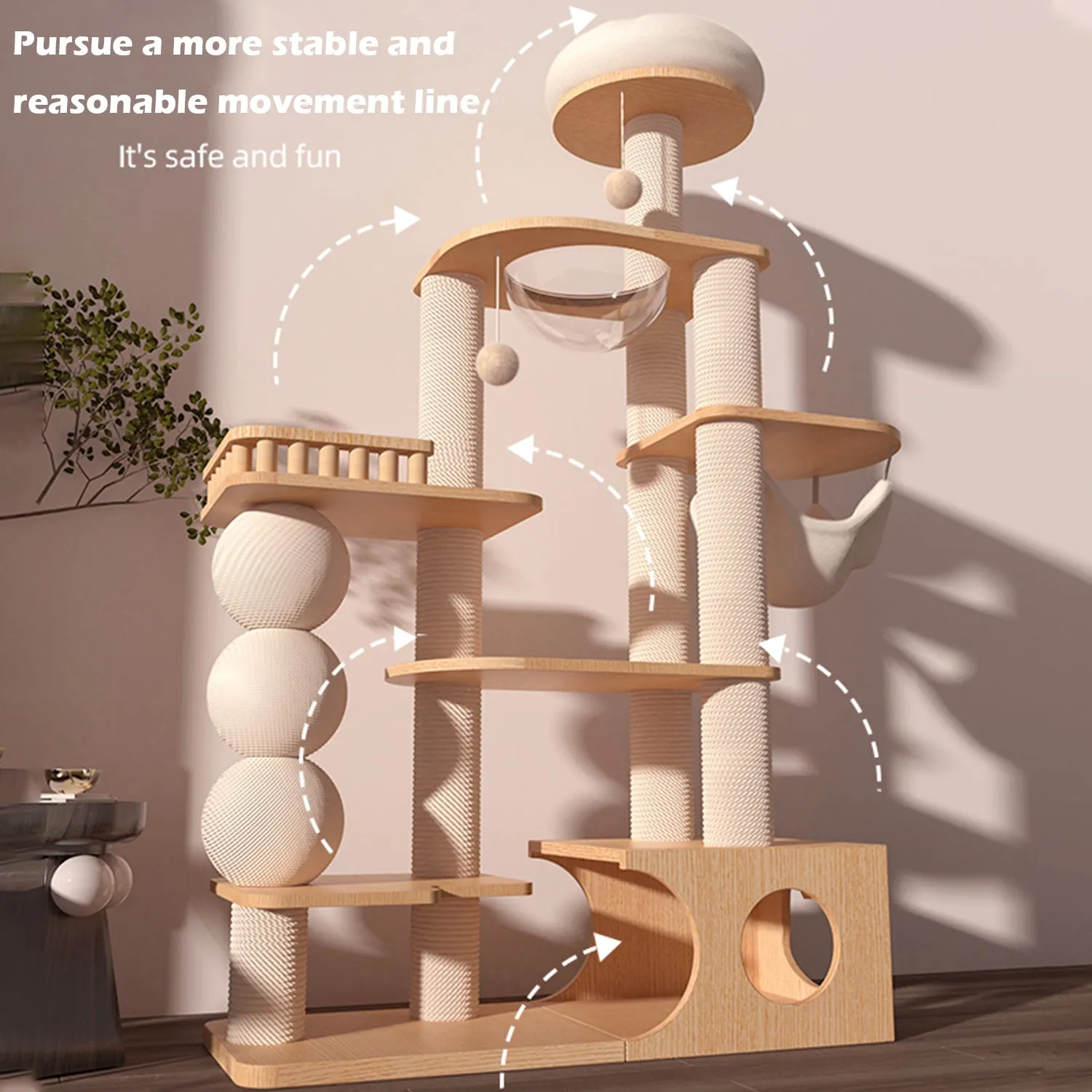 Super Large Luxury Multi-layer Solid Wood Cat Climbing Frame Stable Cat Tree