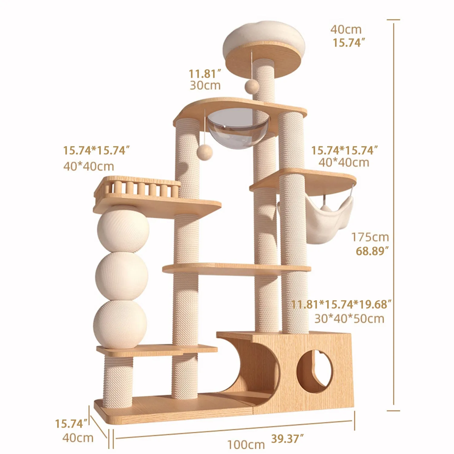 Super Large Luxury Multi-layer Solid Wood Cat Climbing Frame Stable Cat Tree