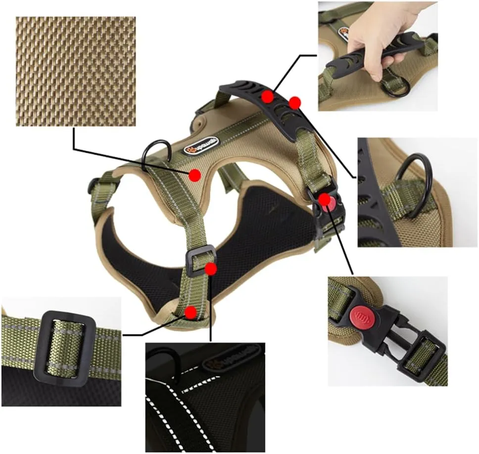 Tactical Dog Harness and Leash Set, No Pull Adjustable Heavy Duty Pet Vest with Handle, Reflective Harnesses and Leashes for Large Breed Dogs, Running Chest Collar for Puppy Safety L Size