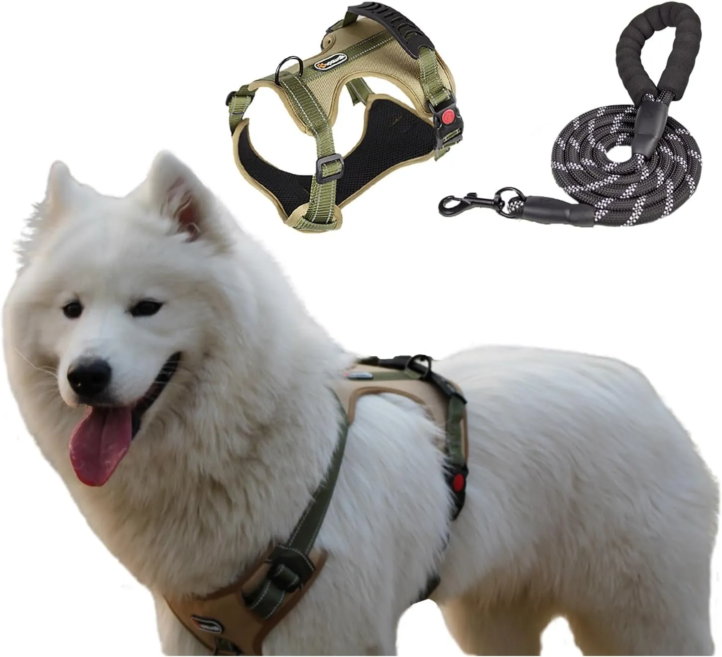 Tactical Dog Harness and Leash Set, No Pull Adjustable Heavy Duty Pet Vest with Handle, Reflective Harnesses and Leashes for Large Breed Dogs, Running Chest Collar for Puppy Safety L Size