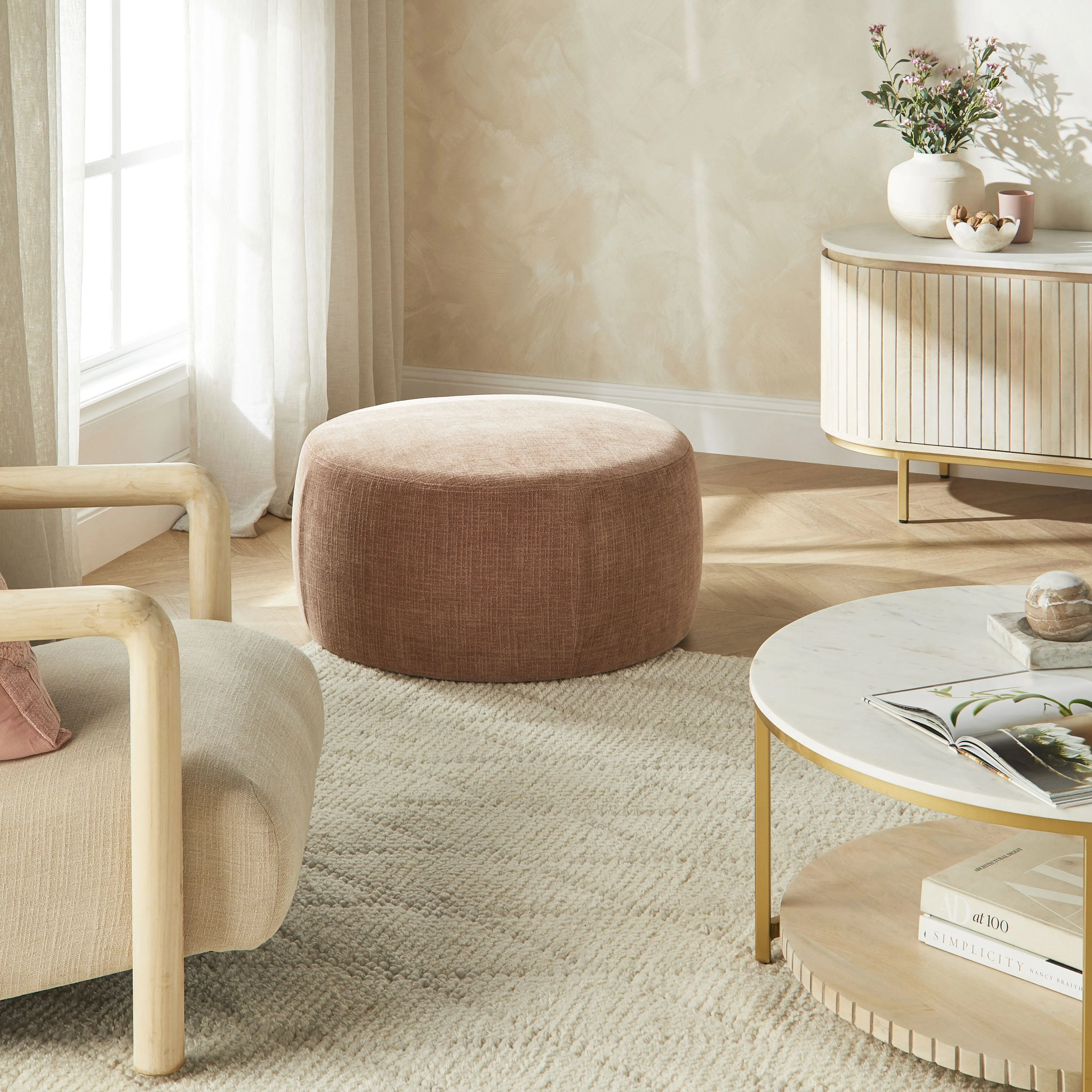 Tango Round Ottoman Large Solace Dusty Pink