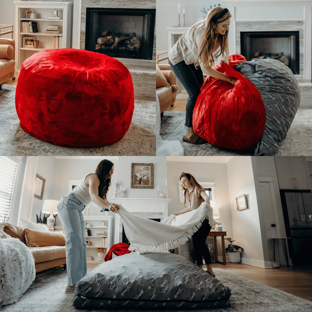 Ultimate Sack 6000: Convertible Bean Bag King Sized Cozy Sleeper