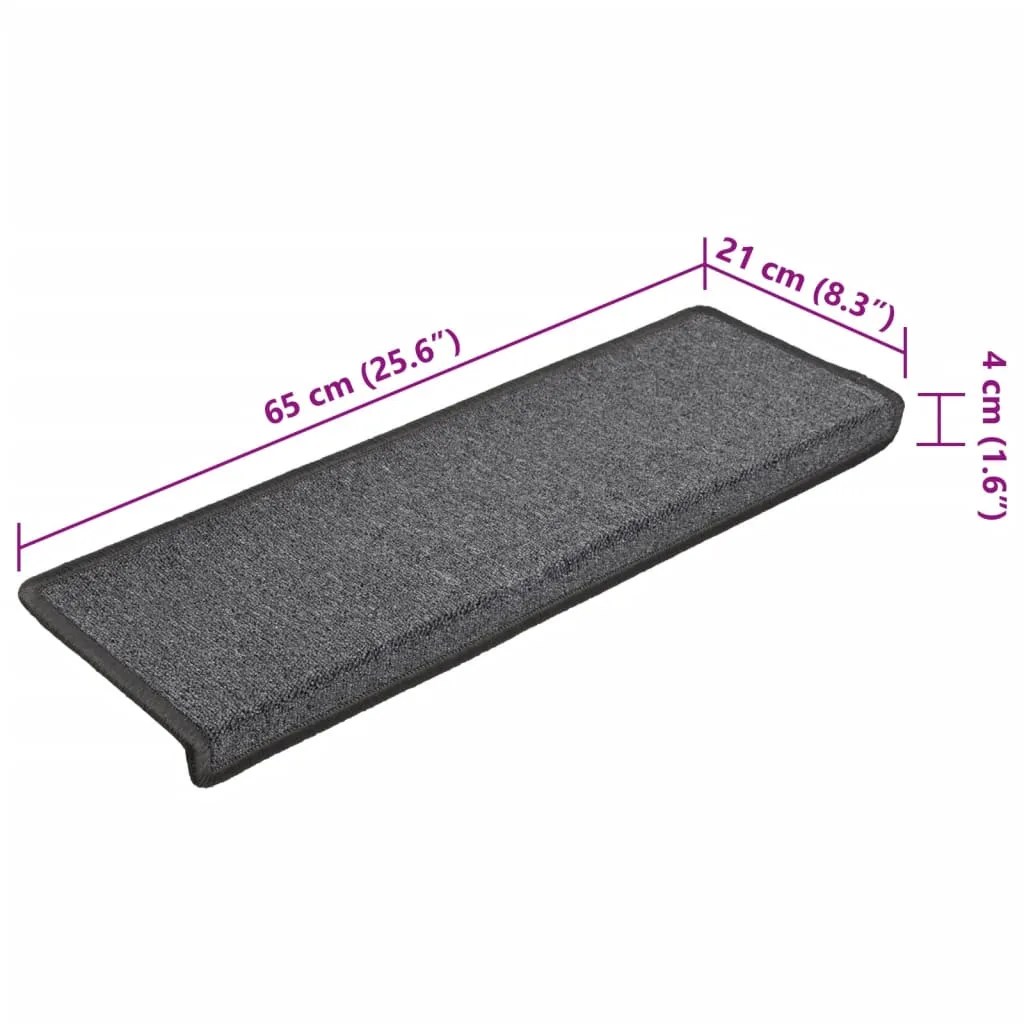 vidaXL Carpet Stair Treads 15 pcs 65x21x4 cm Dark Grey