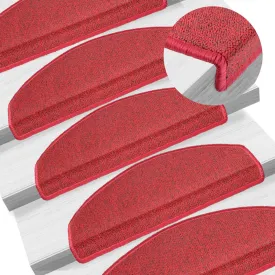 vidaXL Carpet Stair Treads 15 pcs Bordeaux Red 65x24x4 cm