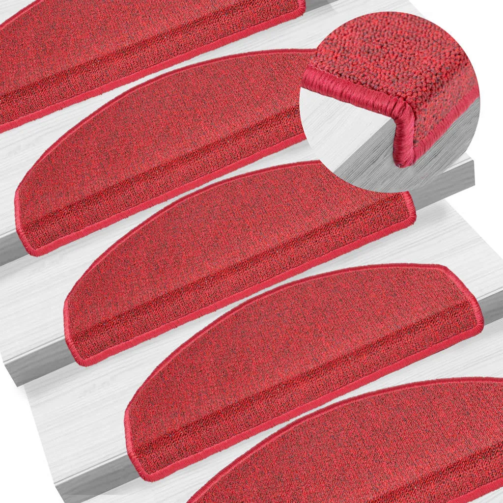 vidaXL Carpet Stair Treads 15 pcs Bordeaux Red 65x24x4 cm