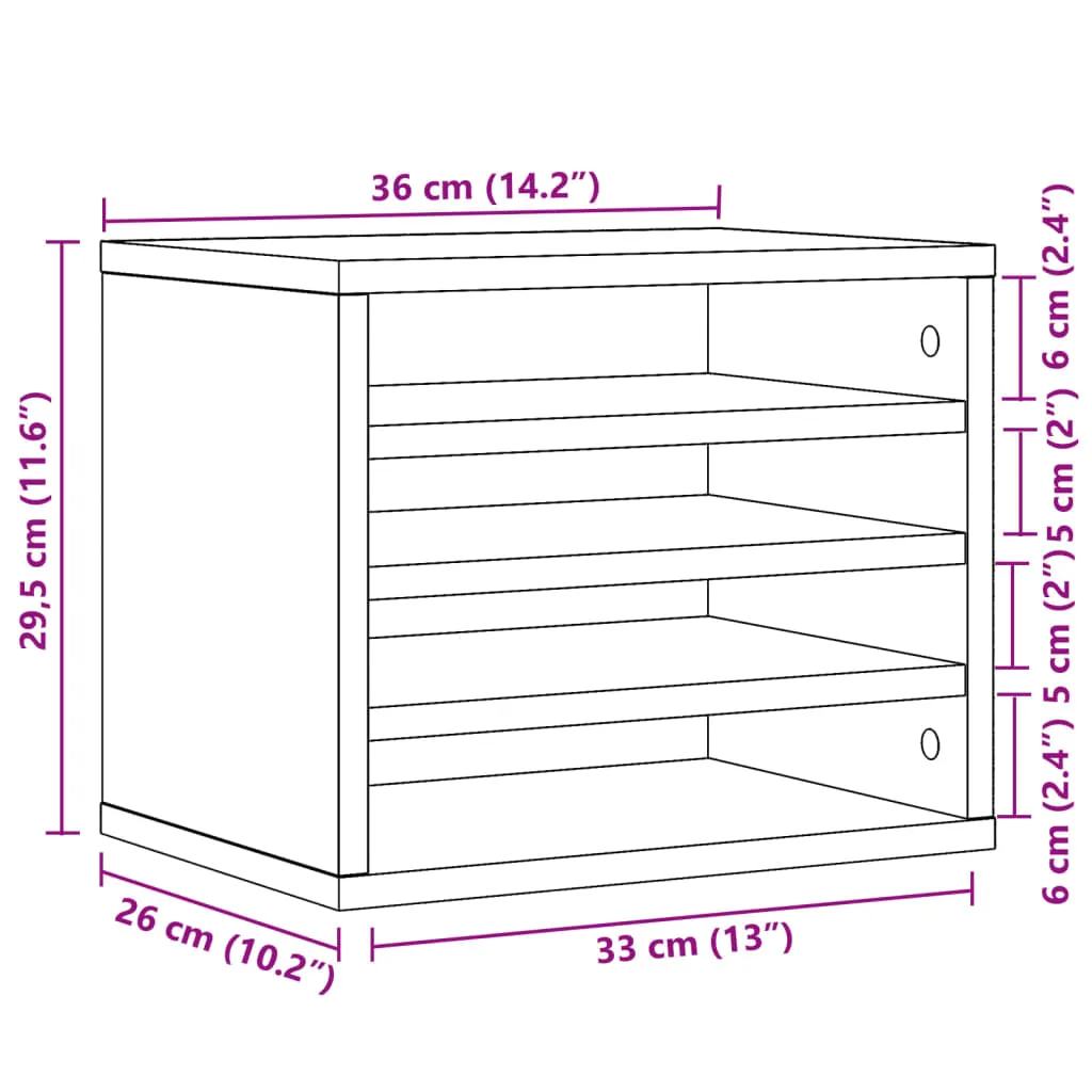 vidaXL Desk Organiser Black 36x26x29.5 cm Engineered wood