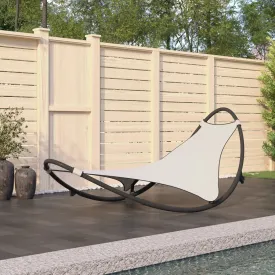 vidaXL Rocking Sun Lounger with Wheels Steel & Textilene Fabric Cream
