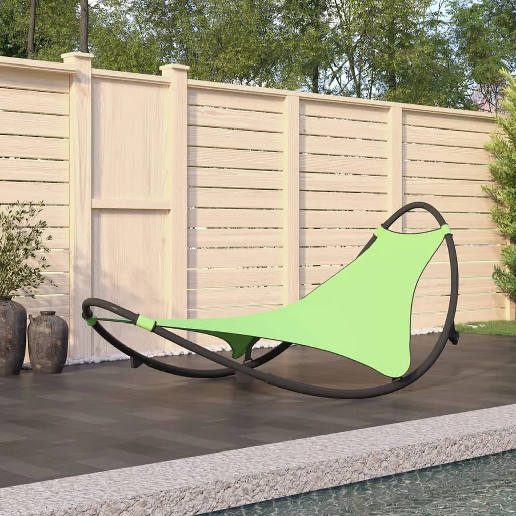 vidaXL Rocking Sun Lounger with Wheels Steel & Textilene Fabric Green