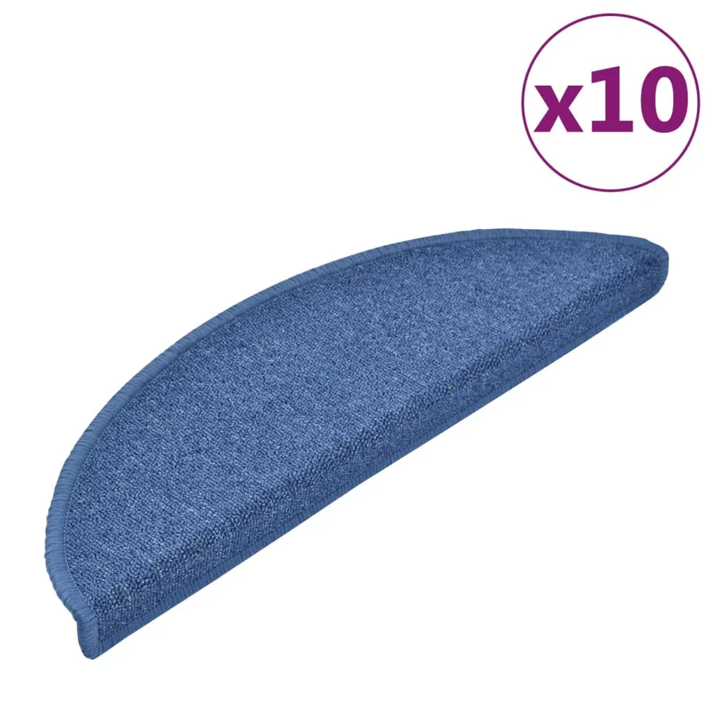 vidaXL Stair Mats 10 pcs 56x17x3 cm Blue