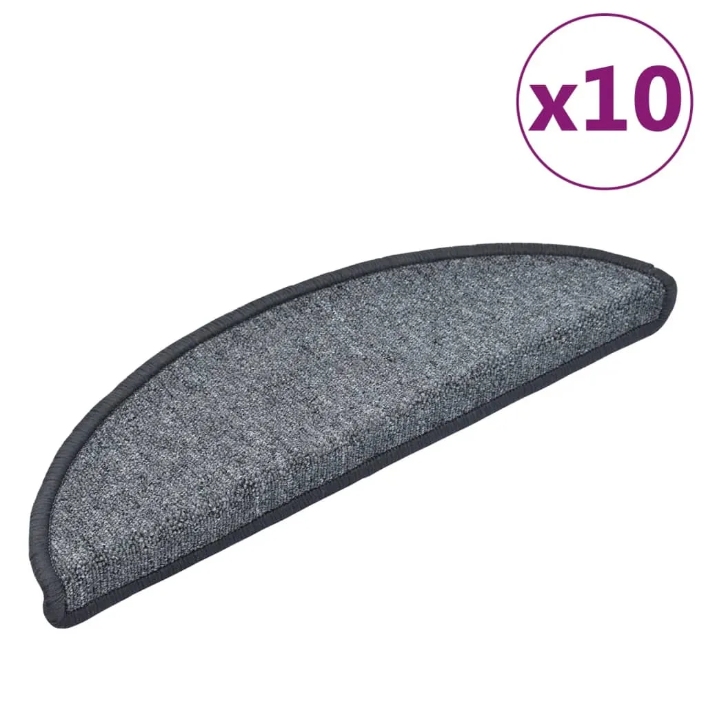 vidaXL Stair Mats 10 pcs 56x17x3 cm Dark Grey