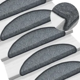 vidaXL Stair Mats 10 pcs 56x17x3 cm Dark Grey
