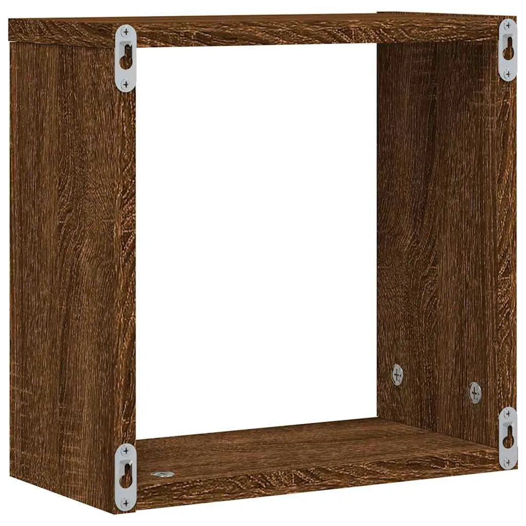 vidaXL Wall Cube Shelves 2 pcs Brown Oak 30x15x30 cm