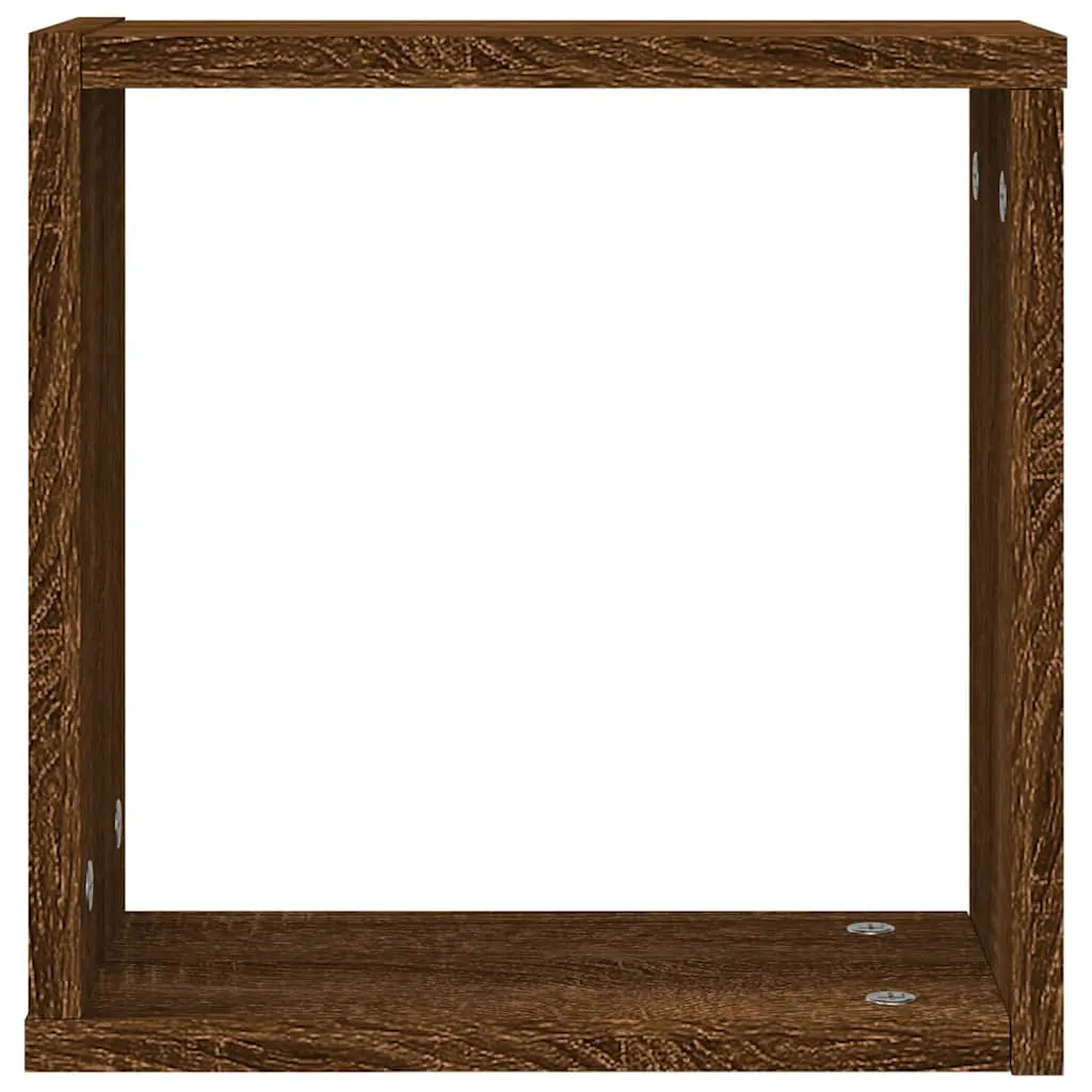 vidaXL Wall Cube Shelves 2 pcs Brown Oak 30x15x30 cm