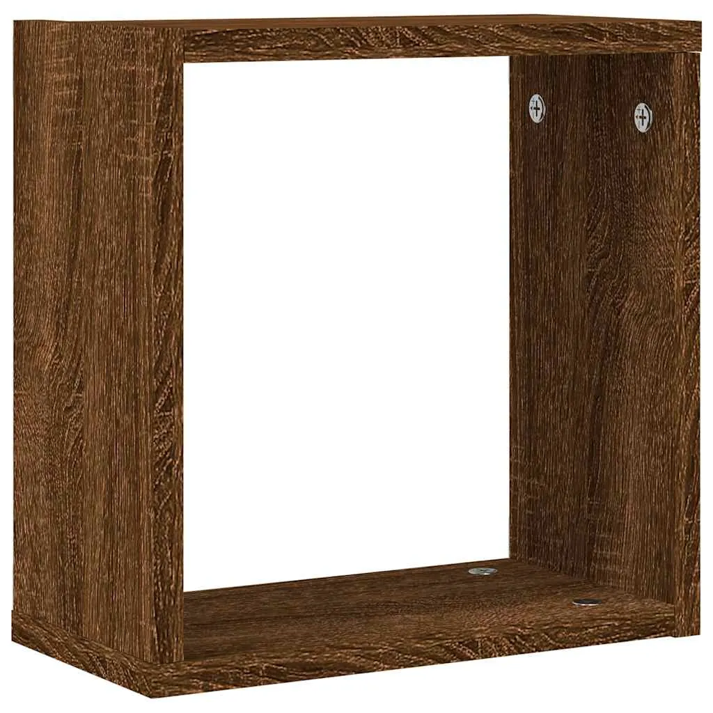 vidaXL Wall Cube Shelves 2 pcs Brown Oak 30x15x30 cm