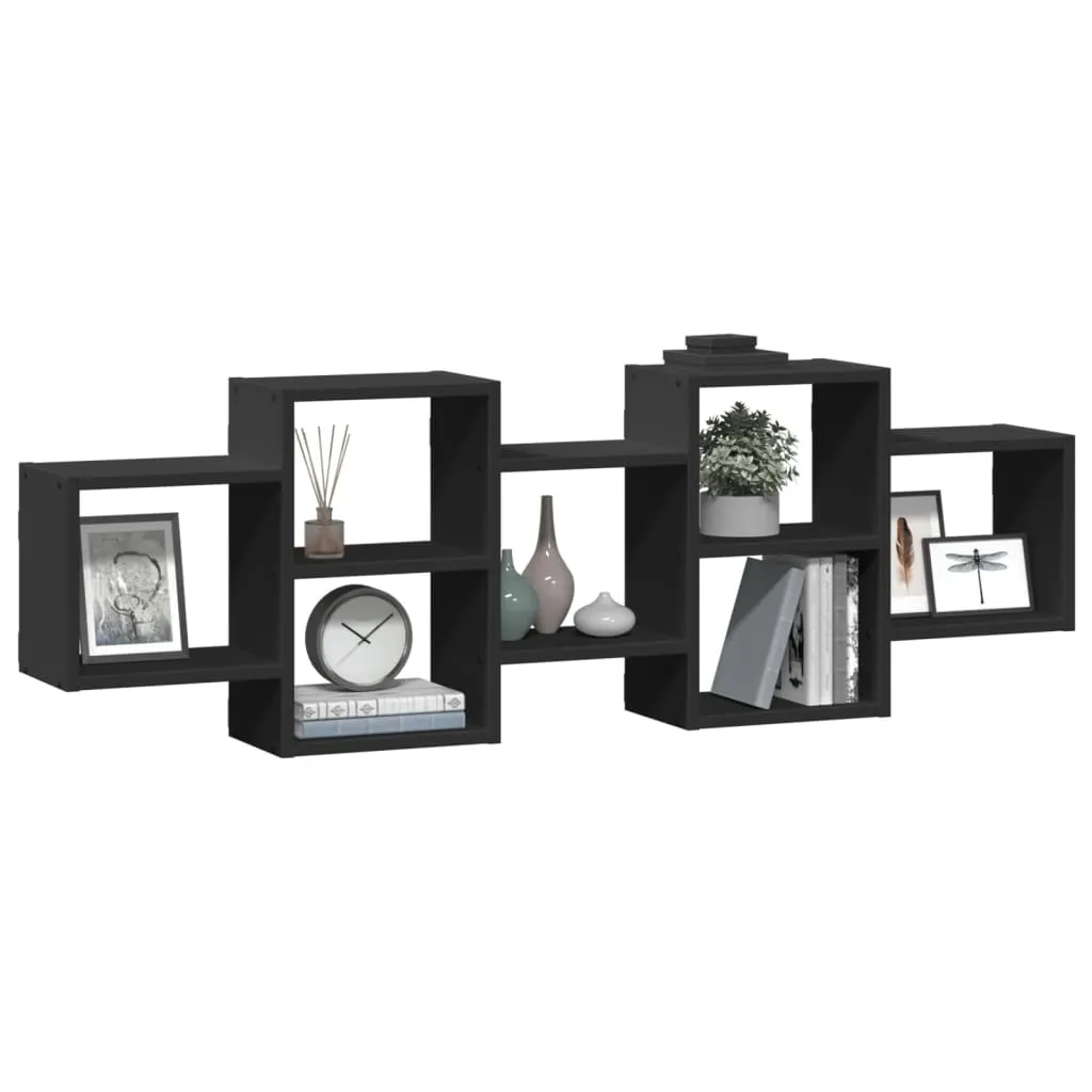 vidaXL Wall Shelf Black 129x18x42 cm Engineered Wood