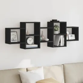 vidaXL Wall Shelf Black 129x18x42 cm Engineered Wood
