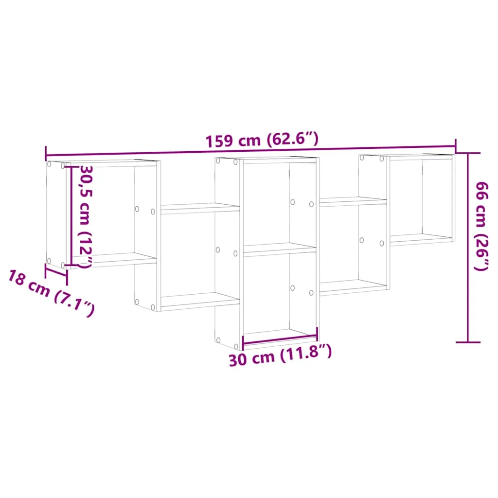 vidaXL Wall Shelf Old Wood 159x18x66 cm Engineered Wood