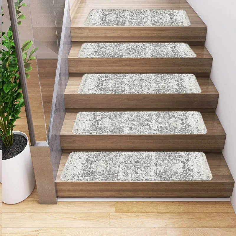 Vintage Persian Ethnic Geometry Patterns Stair Carpet Anti-slip Treads