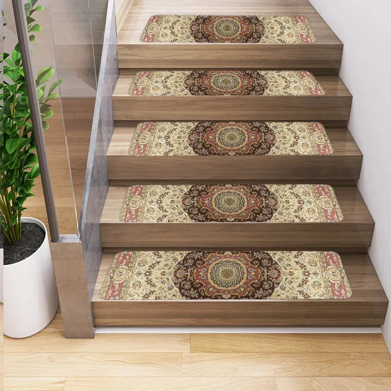 Vintage Persian Ethnic Geometry Patterns Stair Carpet Anti-slip Treads