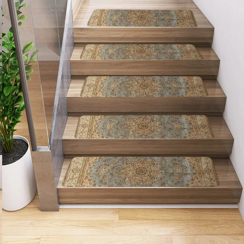 Vintage Persian Ethnic Geometry Patterns Stair Carpet Anti-slip Treads