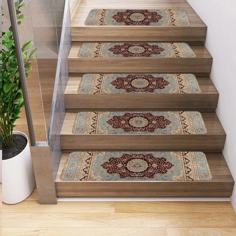 Vintage Persian Ethnic Geometry Patterns Stair Carpet Anti-slip Treads