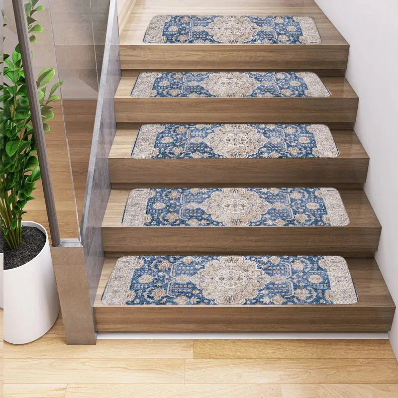 Vintage Persian Ethnic Geometry Patterns Stair Carpet Anti-slip Treads