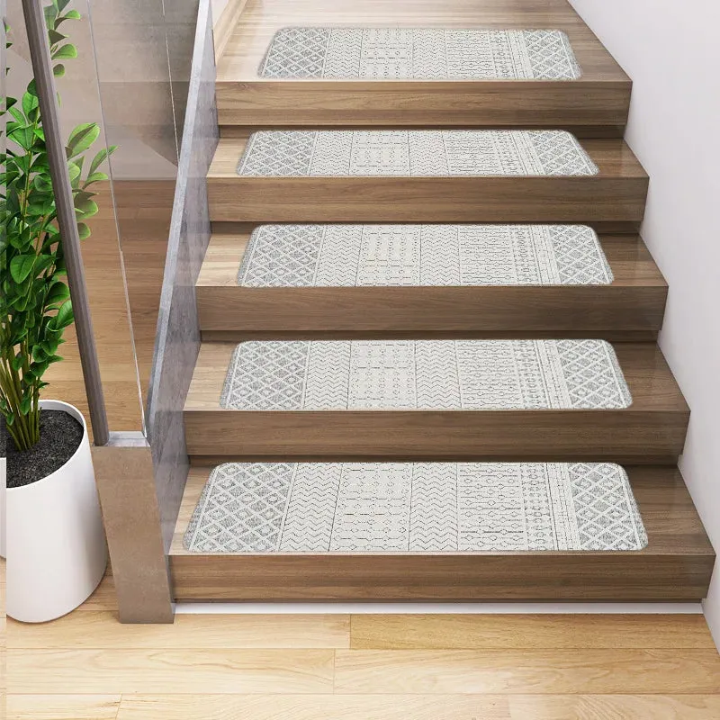 Vintage Persian Ethnic Geometry Patterns Stair Carpet Anti-slip Treads
