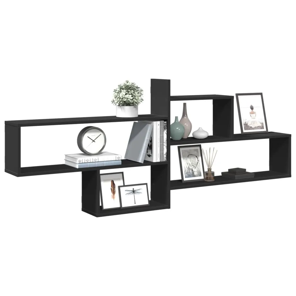Wall Shelf Black 167.5x18x68 cm Engineered Wood