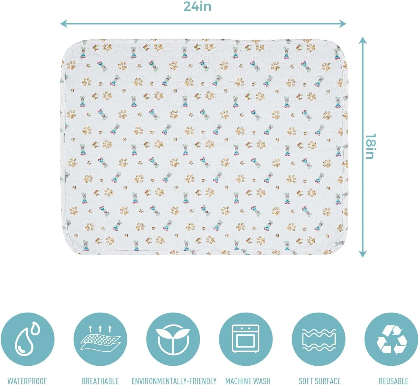 Washable Dog Pee Pads, 2-Pack Absorbent Reusable Puppy Pads, Machine Washable, Soft and Non-Slip, Waterproof and Leak-Proof Training Mats, Perfect for Crate, Sofa, Playpen, Bed
