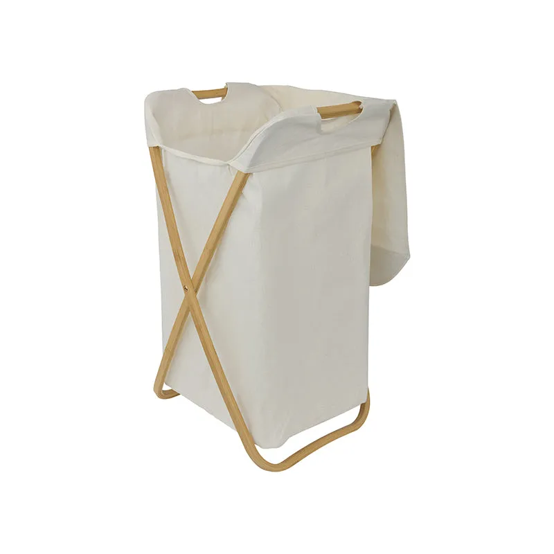 We think storage™ Bamboo X-Frame Hamper with Lid & Handles Ivory