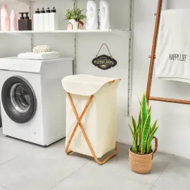 We think storage™ Bamboo X-Frame Hamper with Lid & Handles Ivory