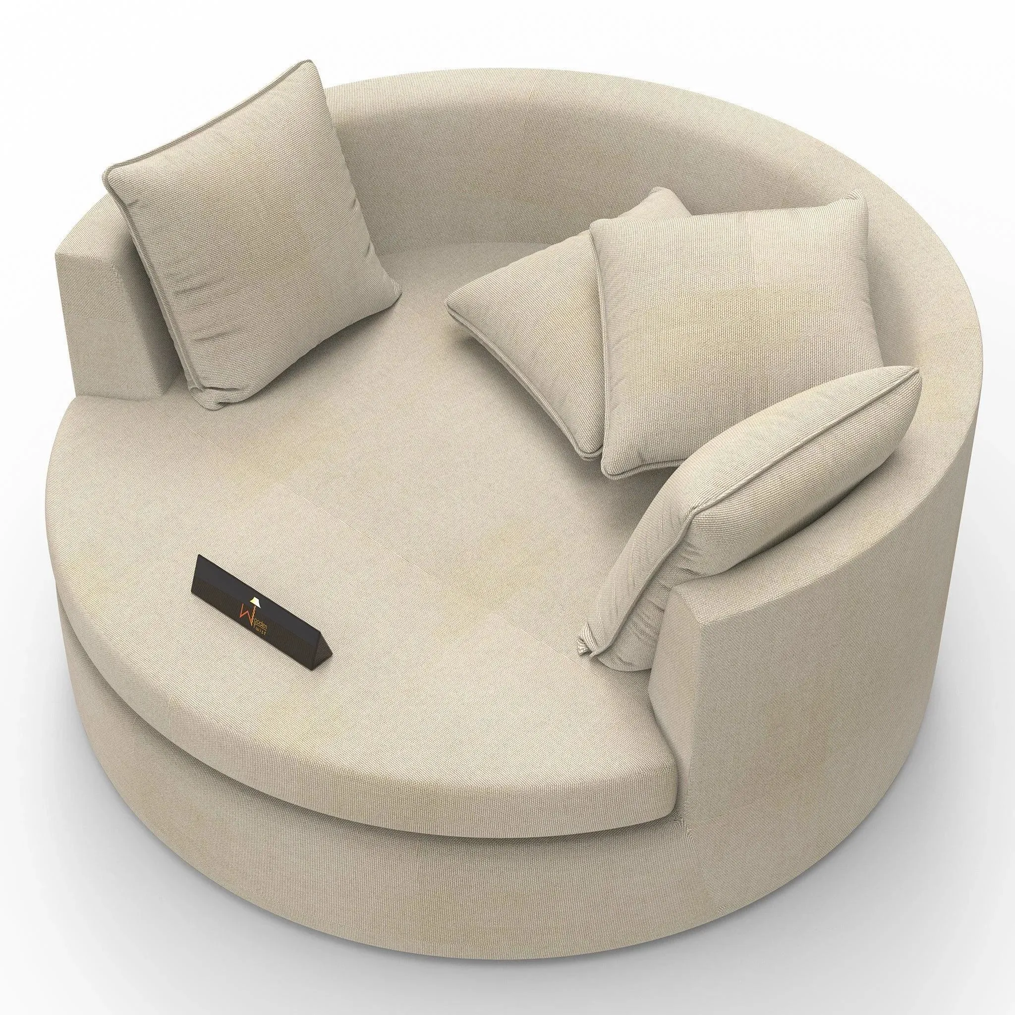 Wooden Twist Round Solid Wood Barrel Sofa Cuddle Chair ( Beige )