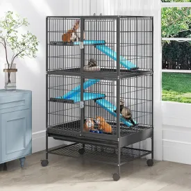 YITAHOME Small Animal Pet Cage: 4-Tiers Metal Guinea Pig Cage for Adult Rats Ferret Chinchilla Large Hamster Indoor Critter Nation Cage Double-Story