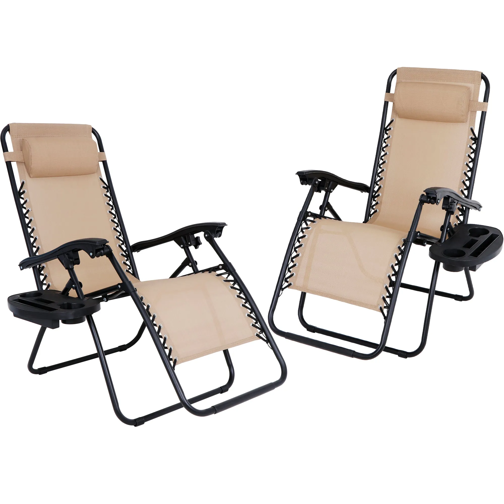 ZENY™ Set of 2 Adjustable Lounge Chair Outdoor Zero Gravity Folding Chair Recliners for Patio, Pool
